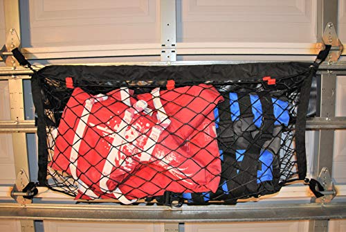 Garage Door Storage Net- Truck Accessories - Truck Bed Organizer- Toy/Sports/Fishing/Equipment Storage- Cargo Netting Hidden Storage