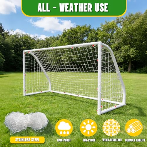 8X4X3FT Soccer Goal Net Replacement - Heavy Duty Polypropylene Football Net for All Levels, All-Weather Backyard/Park Practice, White (No Frame Included)