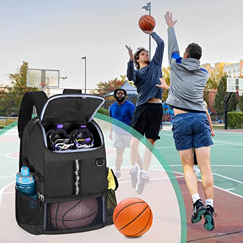 GOBUROS Basketball Bag, Soccer Equipment Bag with Ball & Shoe Compartment for Soccer Ball, Volleyball, Gym, Outdoor, Travel