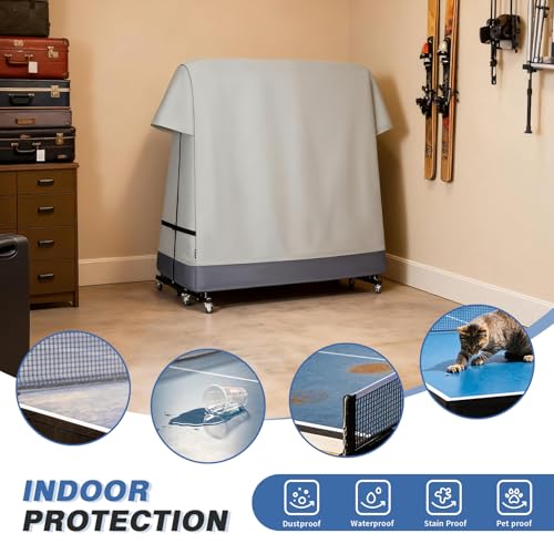 Ping Pong Table Cover Outdoor Waterproof, Dual Function Table Tennis Cover Fits Both Folding Tables and Flat Tables Indoor & Outside 68"L x 6"/30"W x 62"H - color: Beige