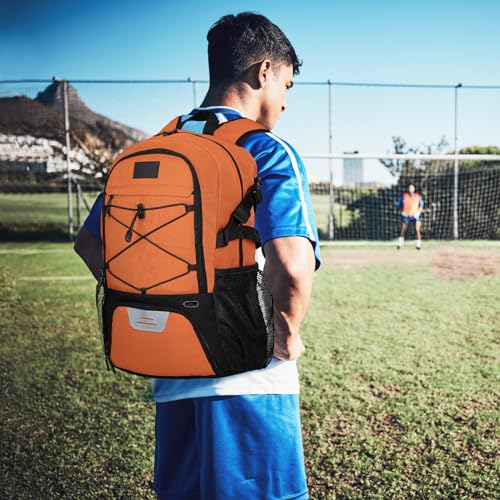 Goloni Soccer Backpack,Basketball Backpack with Ball Compartment & Shoe Compartment,Backpack for Basketball,Soccer - color: Coffee