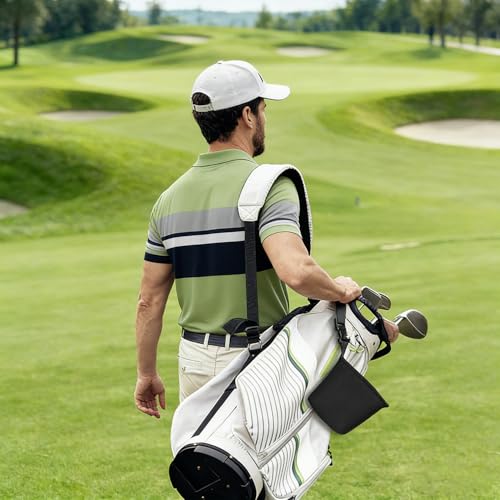 Golf Club and Golf Ball Cleaning Bag - Cleans Club Grooves Cleaner, Golf Bag Accessories,Waterproof Clean Face Tech, Detachable Clip, Machine Washable,Golfer Gifts for Men(Black)
