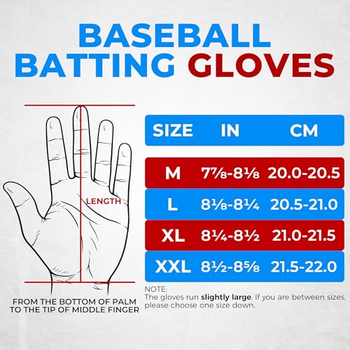HANDLANDY Baseball Batting Gloves for Men & Women, Breathable Softball Batting Gloves with Long Cuff for Adult