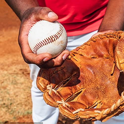 Tebery 6 Pack Sports Practice Softballs, 12-Inch Official Size and Weight Slowpitch Softball, Unmarked & Leather Covered Training Ball for Games, Practice and Training