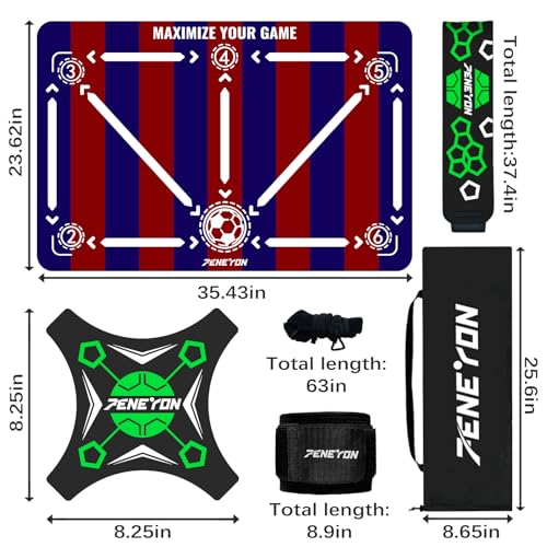 Soccer Training Equipment,Soccer Training Mat Improve Strength,Agility and Coordination,Anti-Slip Silent Absorption Soccer Footwork Training Mat,Soccer Trainer for Indoor/Outdoor Drills - style: Training Set 35*23 IN - D