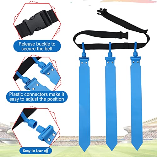 Junkin 6/8/10 Players Flag Football Sets Adjustable Football Belts and Flags for Youths Teens Kids Adults Players Sports Team - color: Blue
