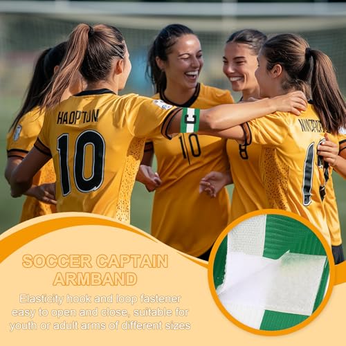 MECCANIXITY Soccer Captain Armband, Captain Arm Bands for Soccer Elastic Captain C Arm Band Sports Captain Armbands for Football Team Training Youth & Adult - color: Green/Yellow