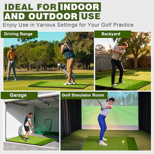 Heavy-Duty Golf Hitting Mat – Dual Turf Design Simulates Fairway & Rough for Real Course Feel, Indoor/Outdoor Practice Mat for Full Swing & Chipping Training, Easy Carry Strap - size: 5'×4'FT
