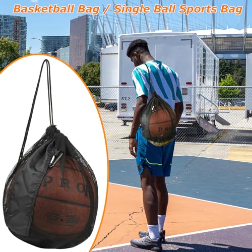 Cosmos Basketball Bag Basketball Backpack - Single Ball Mesh Storage Crossbody Sling Sackpack for Volleyball Soccer Rugby Football Equipment, Sport Bag Organizer for Gym Pool Beach & Travel Essentials