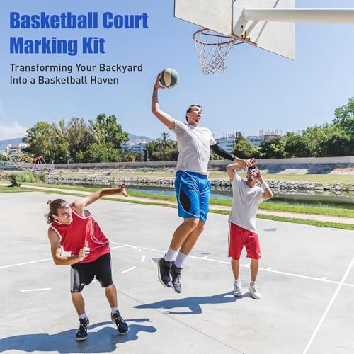 Reusable Waterproof Basketball Court Stencil Kit for Concrete, Basketball Court Marking Kit, Plastic Material, Sun-Resistant NOT Paper Board, Durable,Reusable, Can be Used More Than 20 Times - style: SENIOR HIGH SCHOOL