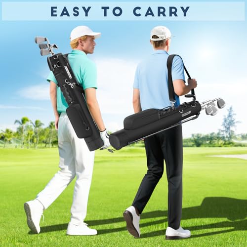 Findway Golf Stand Bag, Small Golf Bag for The Driving Range, Par 3 and Executive Courses, Lightweight Golf Club Carry Bag with Ball Holder and Pockets for Men Women - color: Pure Black