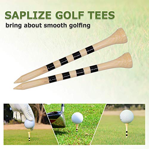 SAPLIZE Bamboo Golf Tees Pack of 100 or 150, Four Size Options (3-1/4", 2-3/4", 2-1/8", 1-1/2"), Stable and Reliable Golf Tees, Available in Natural Color
