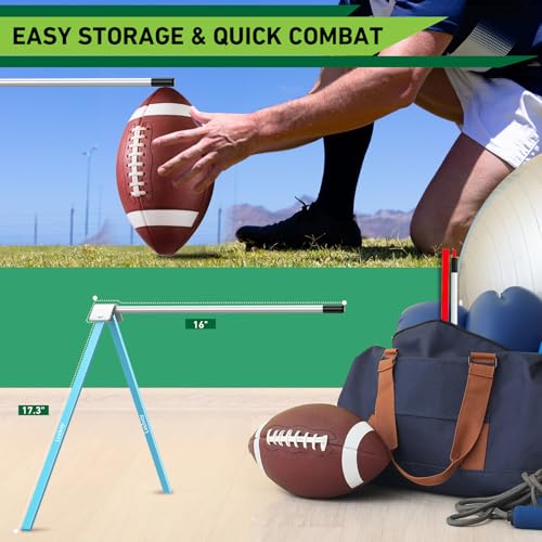 Football Kicking Tee Stand, Premium Field Goal Kickoff Holder Equipment, Professional Kick Goal Posts Gear Compatible with All Football Size, Football Trainer Practice Accessories Gifts - color: Blue, size: 1 PCS