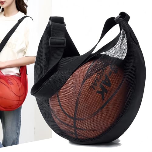 Basketball Soccer Volleyball Bag – Large Capacity Sports Ball with Single Shoulder Strap, Portable Training Storage Sack - color: Black