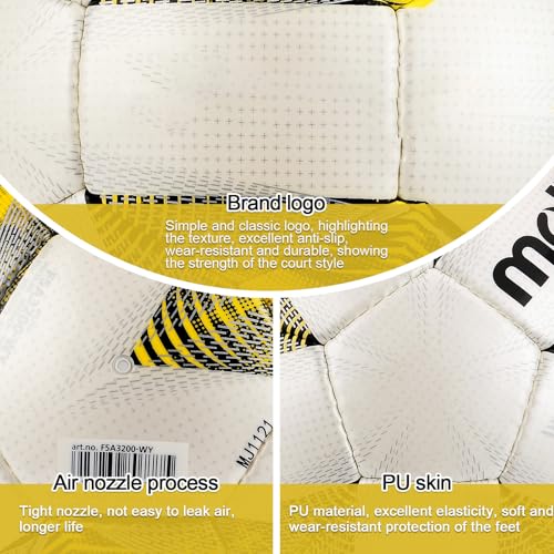 M.A.K Soccer F5A3200 Competition Ball Soft Leather Football Student Training Ball, Size 5