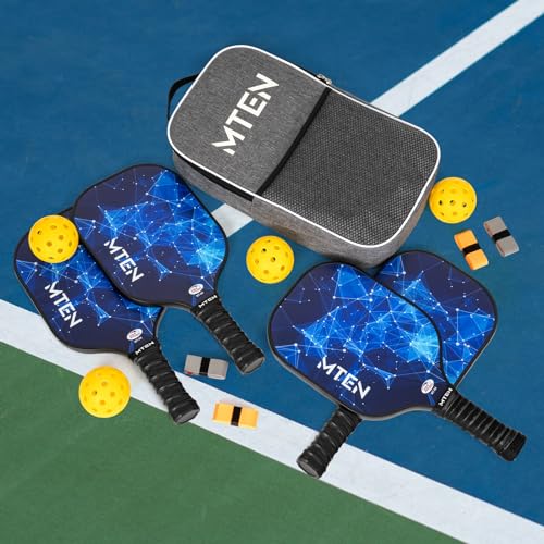 Pickleball Paddles Set of 2 or 4, or Single Paddle – USAPA Approved Fiberglass Surface Pickleball Rackets Set for Men & Women - color: Blue*4