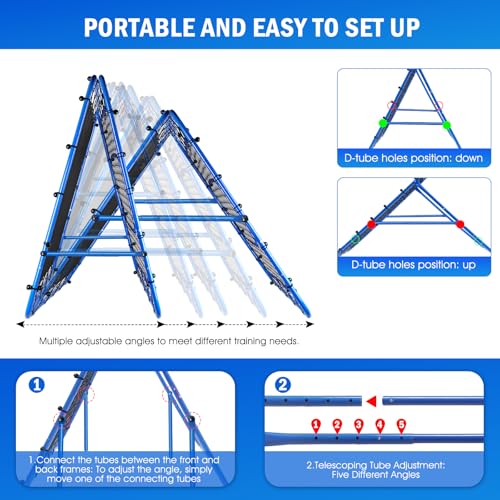 Volleyball Baseball Rebounder Net, Softball Rebounder Pitchback Net Quick Adjustments, Quick Adjustments Lacrosse Bounce Back Practice Equipment, Ideal for Outdoor Indoor and Backyard Training - size: 5FTx4FT, style: Dual-Sided Multi-Sport Rebounder