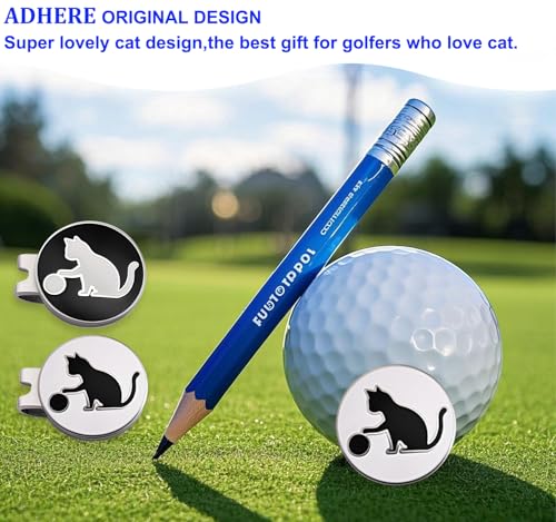 Adhere Golf Ball Markers Personlized Double Side Cute cat Logo Enamel with A Magnetic Hat Clips,A Premium Golf Gifts. - color: B-Black+White