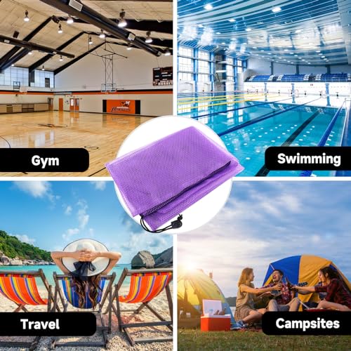 GSE Games & Sports Expert 24x36/30x40 X-Large Mesh Sports Equipment Drawstring Bag for Soccers, Basketballs, Footballs - color: Purple, style: 36"x24" - 1 Pack