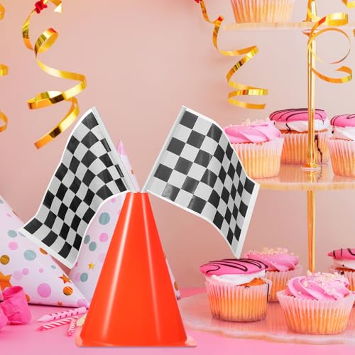 Totority Racing Cones with Hand Waving Flags Set 12 Pcs 10 Inch Traffic Cones for Outdoor Sports Agility Drills and Race Car Party Safety Signals