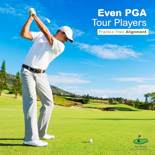 Golf Swing Training Aid - Durable Alignment Stick Golf Training Aid with Lanyard, Golf Swing Trainer with Ball Positioning, Rotational & Striking Drills