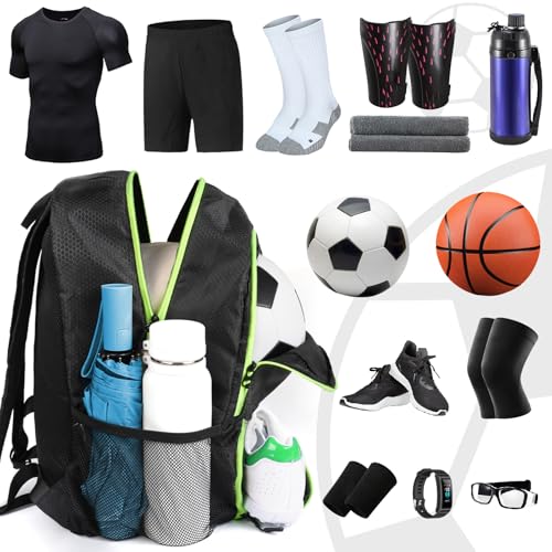 YOREPEK Soccer Backpack,Soccer Bag with Ball Holder, Water resistant Sport Equipment Bags Fit Basketball Volleyball Football - color: Black