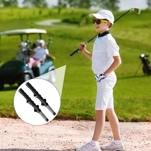 2 Pack Golf Grip Trainer Right Hand, Black Rubber Golf Training Grip Corrector, Standard Golf Grip Aid for Swing Practice Men Women Beginner Correct Posture (2)