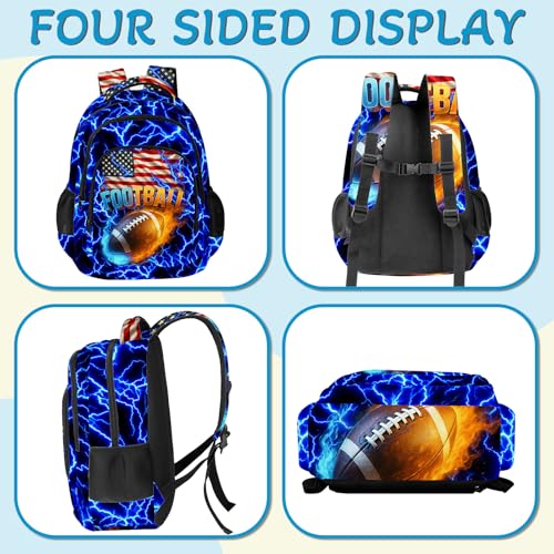 Football Backpack for Kids,School Bookbag Large Capacity Adjustable Bookbag Durable Lighting Multi Pockets School Bag Daypack Travel (Football) - color: Football