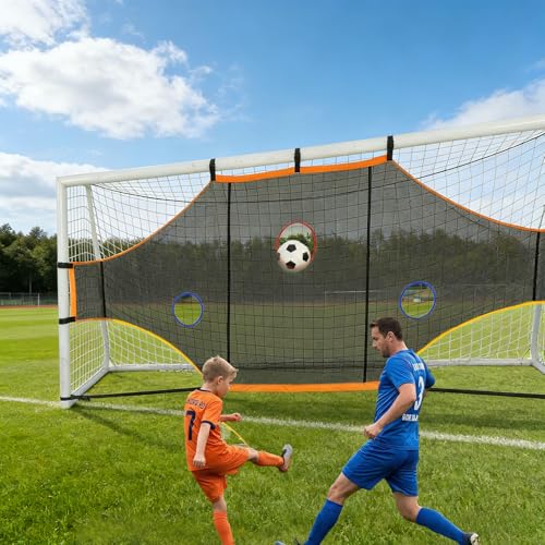 Soccer Goal Target Net, 16x6ft - Turn Training into a Game with 7 Scoring Zones | Durable All-Weather Backyard Soccer Net for Family Fun & Skill Boost-ONLY NET