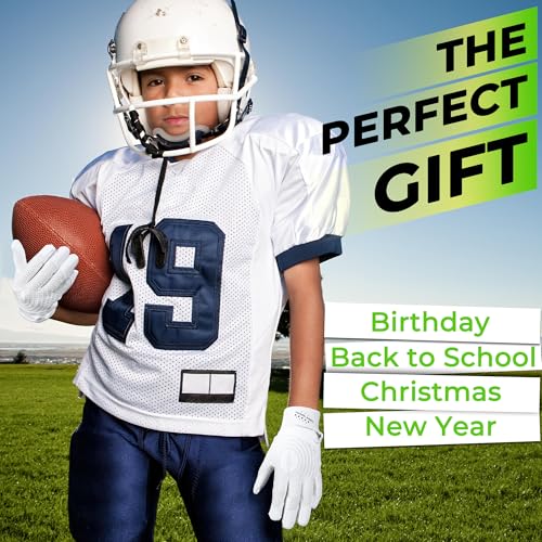HANDLANDY Youth Football Gloves, Kids Sticky Receiver Gloves,Super Grip Football Glove Best Gift for Boys,Girls - color: Cream White, size: X-Small-Youth