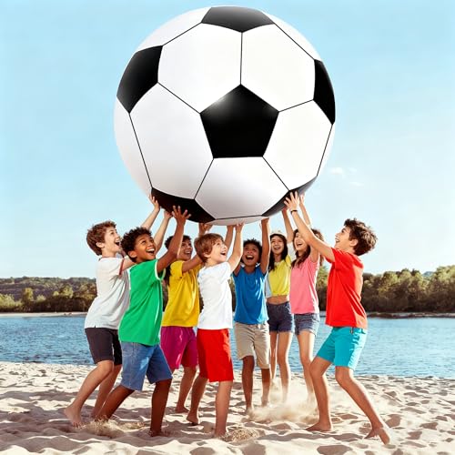 Giant 6.6 ft Inflatable Soccer Ball with Rapid Valve - Massive PVC Football for Beach, Backyard, Party Games & Parades - Adult & Teen Outdoor Sports Toy (6.6 FT) - size: 6.6 FT