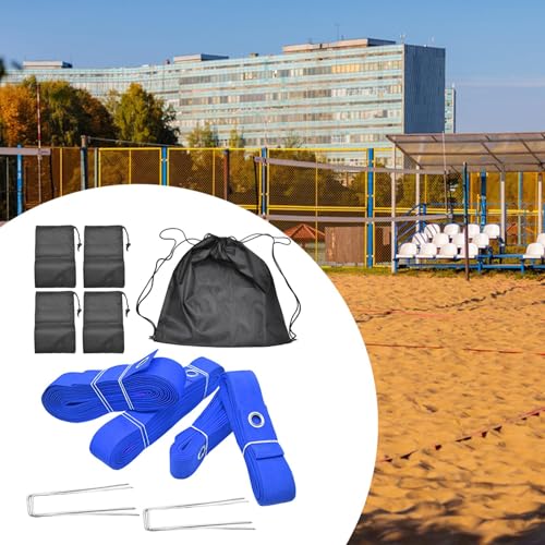 Colaxi Beach Volleyball Court Boundary Lines Kit 52.5 ft and 26.2 ft Line Accessories Lightweight for Outdoor Grass with Sand Bags
