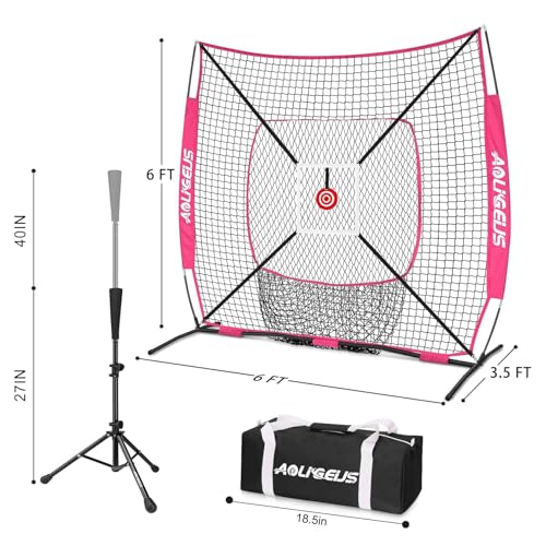 6'X6' Baseball Softball Practice Net,Pitching Net,Batting Net,with Bonus Strike Zone,Target and Bow Frame,for Hitting,Pitching,Catching - size: 6 x 6 FT, style: Strike Zone Version-Purple