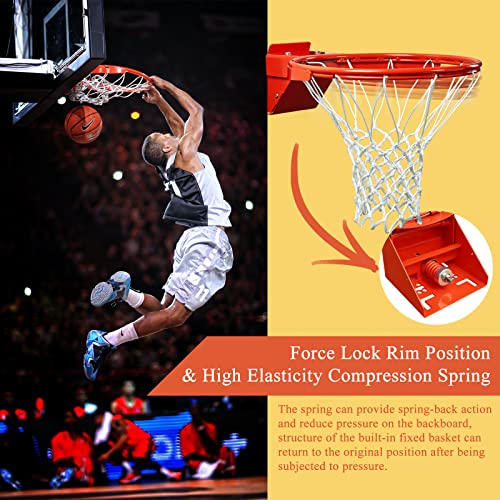 Breakaway Basketball Rim, Heavy Duty Flex Rim Replacement 5/8-In, Standard Goal Reinforced Mounting Bracket Fit Most Size Backboards Indoor and Outdoor - style: 1-spring basketball rim