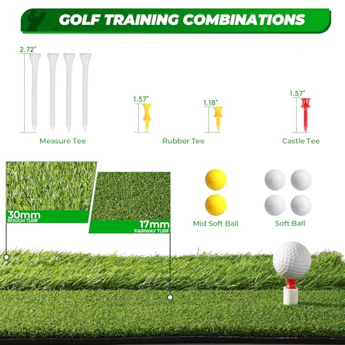 FAHKNS Golf Net, 10 x 7FT Heavy Duty Golf Practice Net with Chipping Practice Net, Golf Practice Net, Training Net for Backyard Driving Chipping Indoor Outdoor Training