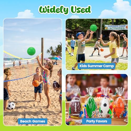 3 otters 4-Pack Sports Balls for Toddlers & Kids, Playground Balls with Pump, 5-Inch Soccer Ball, Basketball, Kickballs, Stockings for Grandkids, Toys for 2+ Boy Indoor/Outdoor Play