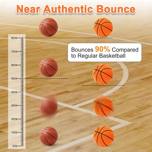Indoor Silent Basketball Size 7 (29.5") Weight 600g, Grooved Airless Basketballs for Apartments Quiet Dribbling Training, Soundless PU Foam Basket Ball for All Ages, Non-Deforming Packaging