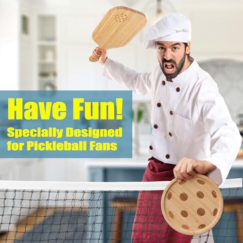 Pickleball Charcuterie Board Set – Bamboo Cheese & Cutting Board | 17" Paddle Board with Handle + 8.5″ Round Plate – Perfect Gifts for Pickleball Fans & Club Gatherings