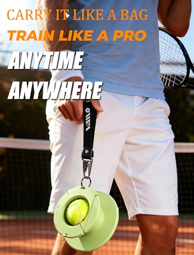 VAIIO Professional Tennis Trainer - Full Metal Portable Solo Rebounder with 3 High-Elastic String Balls, Ideal for Adults, Kids, Beginners & Advanced Players - color: Green
