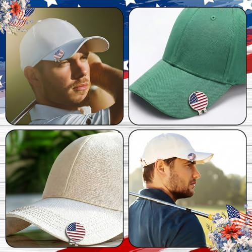 24 Pcs Golf Ball Markers with Magnetic Hat Clips Value Sets Soft Enamel Technique for Men Women Golfer, Removable Attaches Easily to Golf Cap Premium Gifts - color: Red,White,Blue, style: Patriotic