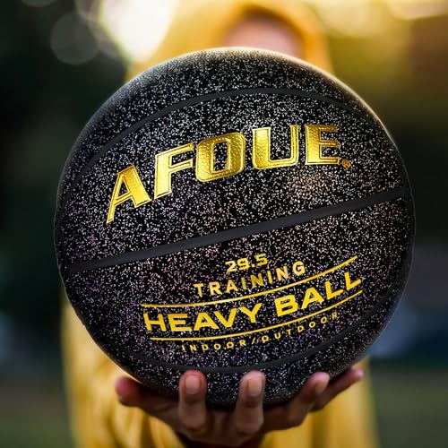 3.3LBS 1.5kg Heavy Training Basketball, 29.5" Size 7 Quality Faux Leather Construction Starry Black, Indoor Outdoor Improving Strength Handling Dribbling Shooting (Deflated)