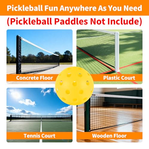 4/6/12/20/50/100 pcs Pickleball Balls,40 Hole Outdoor Pickleball Balls,8mm Precision Drilled-Spaced Pickle Ball Set-Profession Plastic Ball for Pickleballs Paddles and Indoor Floor Sport Court