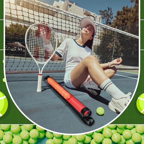Lenwen 2 Pack Tennis Ball Tube Pickup, Fits 15 Tennis Ball with Shoulder Strap, Lightweight Collector Holder Picker Grabber Retriever Tube Carrier for Players, Coaches & Instructors - color: Rose Red