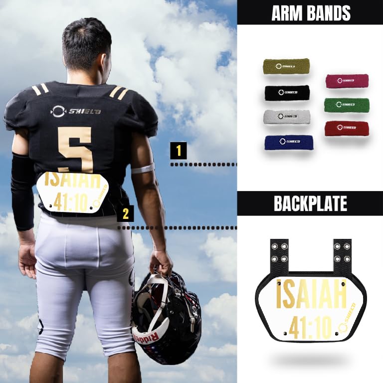 O Shield Golden Cross Chrome Football Back Plate, Lower Back Pads for Football Players, Rear Protector, Cross Series - size: Youth (Weight less than 180 Pounds), style: Isaiah White