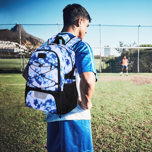 Goloni Soccer Backpack,Basketball Backpack with Ball Compartment & Shoe Compartment,Backpack for Basketball,Soccer - color: Blue Tie Dye