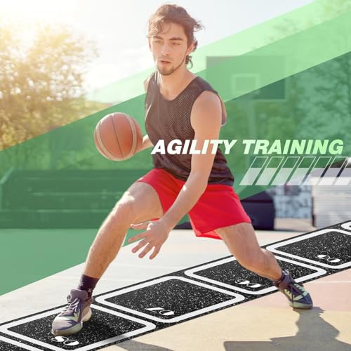 WinnerWhy Rubber Agility Ladder Non-Slip Rubber Speed Agility Training Ladder Pad for Soccer Football Footwork Training Equipment for Fitness Boxing Sports Quick Exercise Gym Workout