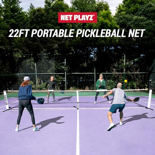 22ft Pickleball Net System with Metal Frame and PE Net Portable Easy Setup Pickleball Court for Driveway Backyard