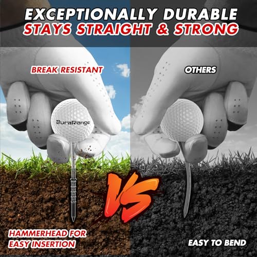 DURARANGE Premium Golf Tees - 5-Prong & 4-Prong Anti-Slip, Enhanced Stability, Unbreakable Golf T 3-1/4" for 360cc Drivers, Ideal Gift for Golfer - color: Mixed Golf Tees- 10 for each- 30pk