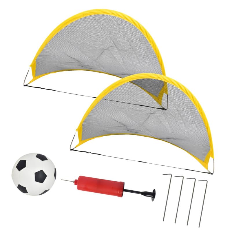 2Pcs Soccer Goal Net Set with Inflator, Portable Football and Iron Nails, Portable Outdoor Soccer Net for Boys Backyard Game, Sports Practice Training Equipment