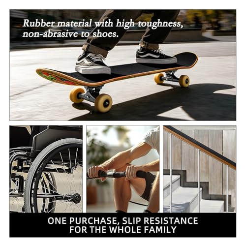 WELSTIK 4" Wide Premium Rubber Grip Tape,Extra Large Non-Slip Adhesive Wrap for Game Controllers,Mouse, Gear & Tools,Soft Shock-Absorbing Texture, Barefoot Friendly Mat for Skateboard, Stairs & Rugs - size: 4inch*16.4ft